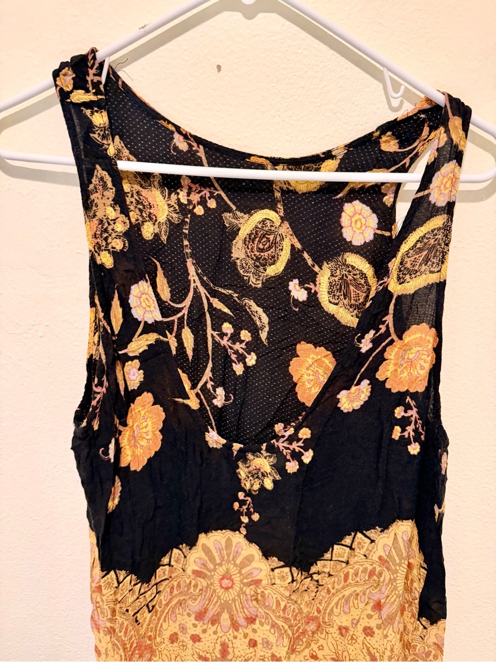 Free People Boho Floral Black and Mustard Dress - Picture 3 of 4